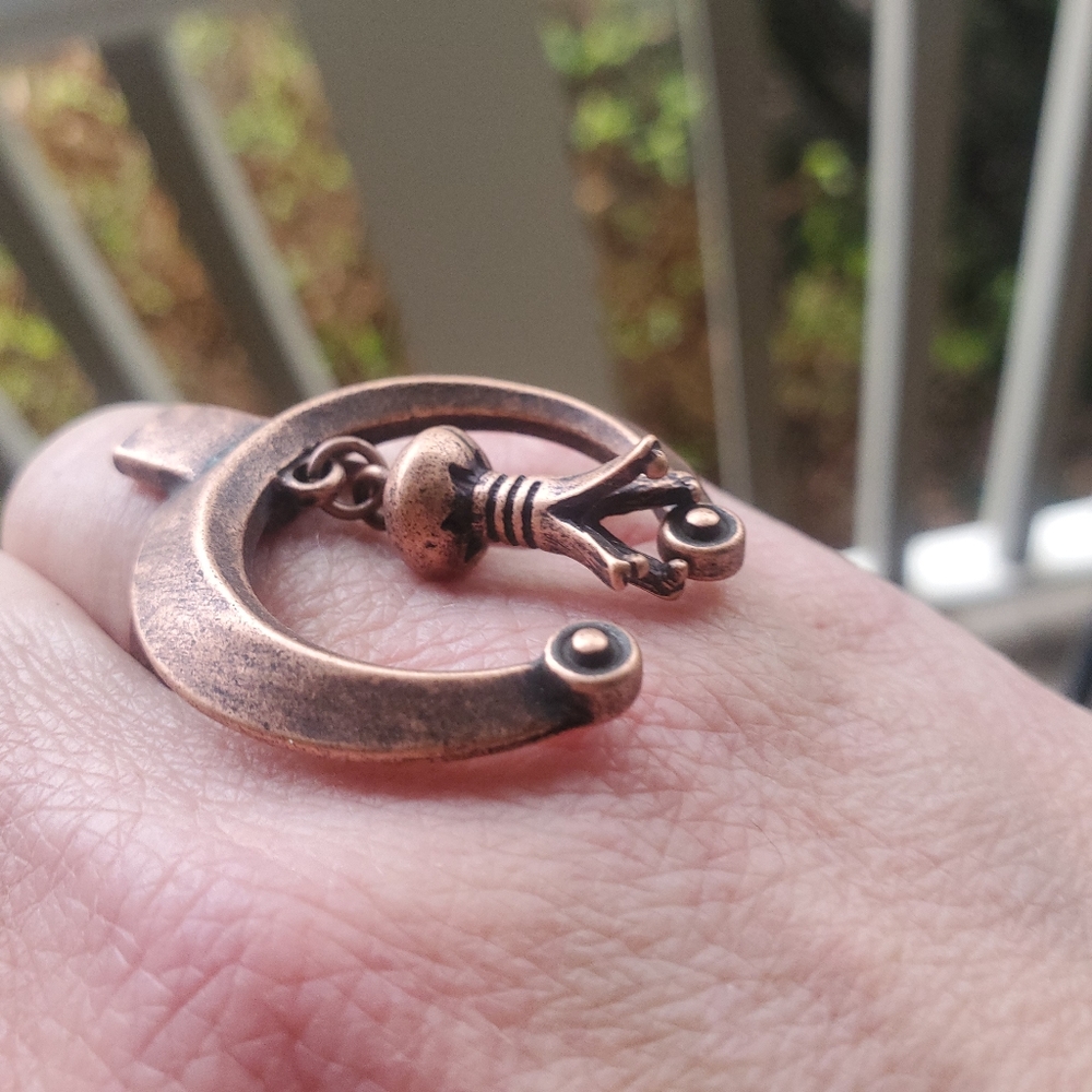 Boho Hippie Naja Squash Blossom charm native vtg inspired ring - Picture 6 of 8